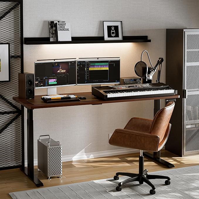 Heavy-Duty Dual Motor Standing Desk Frame Adjustable Height Sit Stand Desk Leg for Home and Office DIY (Black Frame Only)