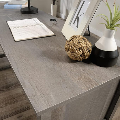 Sauder Cottage Road L-Desk, L: 65.12" x W: 58.66" x H: 29.76", Mystic Oak finish