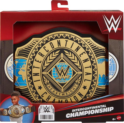 Mattel WWE Championship Title, Intercontinental Champion, Kid-Sized Belt Accessory for Role-Play & Costumes, 3+ feet Long with One-Time Adjustment