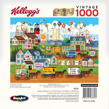 RoseArt - Kellogg's - Town by The Sea - 1000 Piece Jigsaw Puzzles for Adults