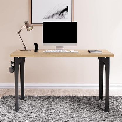 Home Office Computer Desk 35.4 inch gaming Desk, Modern and Minimalist home office desk, Home Office Desks, Study Desk, Craft table Black Metal Designed Frame, Natural Board Color.