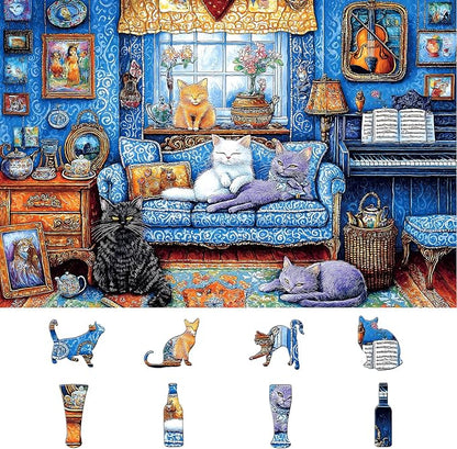Blueforest 500 Piece Puzzles for Adults Clearance, Difficult Jigsaw Puzzles for Adult Challenging, Funny Cute Cats Unique Jigsaw Puzzles for Gifts Party Games Family Fun