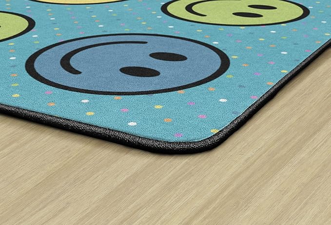 Flagship Carpets Smiley Seating (Seats 30) Classroom Area Rug or Educational Learning Mat, Kids Room or Playroom Carpet, 10'6" x 13'2", Blue/Multi