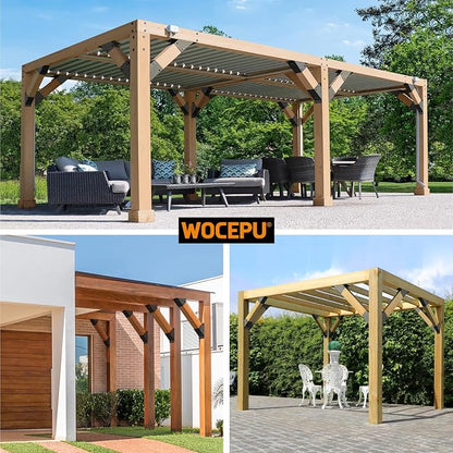8pack 4x4 (Actual 3.5''x3.5'') Degree Angle Support Brackets, for Pergola, Gazebo, Deck Wood Frame Structures Provide Support 45° Degree Angle Bracket