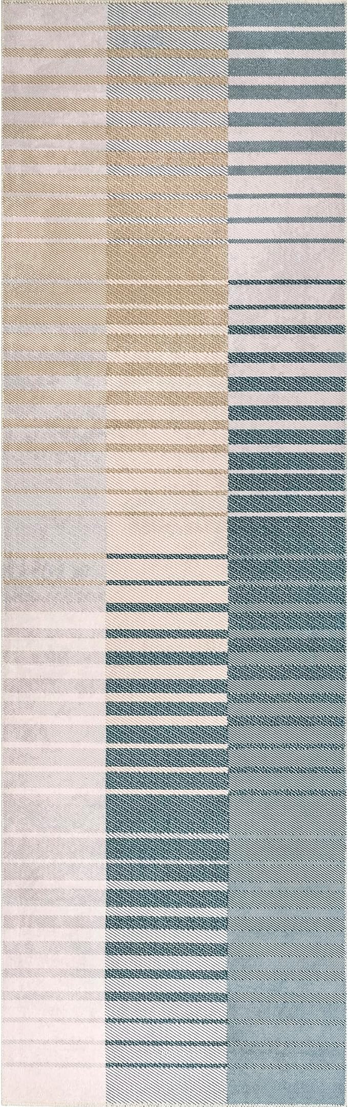 nuLOOM Lennie Modern Multi Striped Machine Washable Ultra Thin Runner Rug, 2' 6" x 8', Beige