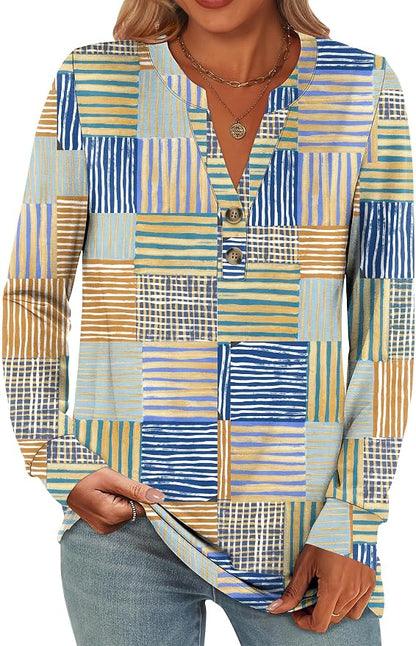 ANRABESS Women's Long Sleeve Shirts 2026 Spring Fashion Dressy Casual Tops Trendy Henley Blouses Cute Work Outfits Clothes