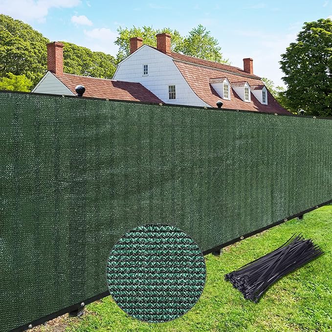 UPGRADE Privacy Fence Screen 4'x45' Dark Green Outdoor 90% Visibility Blockage 170 GSM Mesh Shade Cover Panels for Backyard,Balcony,Home Decoration with Zip Ties,Customized Avaliable