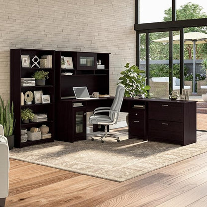 Bush Furniture Cabot 60W L Shaped Computer Desk in Espresso Oak