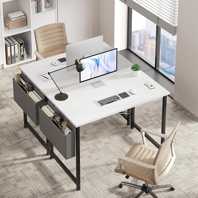 OLIXIS Small Computer Desk, 31 Inch Gaming Desks for Home Office | Writing Study Craft Work Table, Computer Workstation for Bedroom Small Spaces with Storage Bag, White