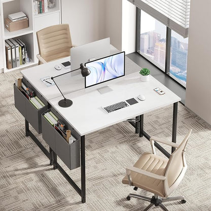 OLIXIS Small Computer Desk, 31 Inch Gaming Desks for Home Office | Writing Study Craft Work Table, Computer Workstation for Bedroom Small Spaces with Storage Bag, White