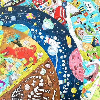 boppi Round 150 Piece Jigsaw for Kids Aged 5-8 | Educational Animals Around the World Puzzle with Continents & Animal Habitats | Eco-Friendly Recycled Cardboard