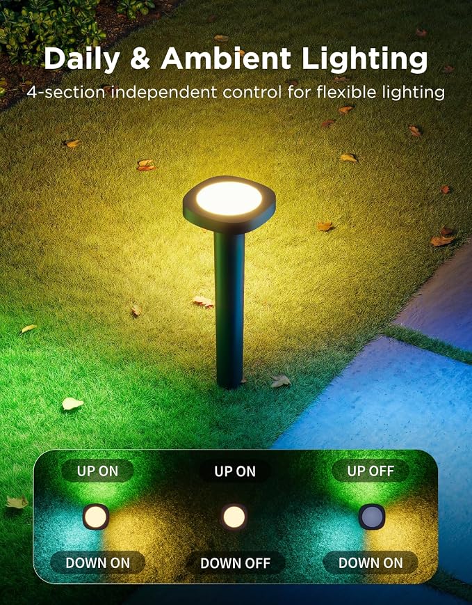 Govee Outdoor Pathway Lights 2, IP66 Waterproof, 60+ Scene Modes | for Yard, Garage, Garden, Lawn, Outdoor Decor, Works with Alexa, Google Assistant, Matter, Wired 4 Pack