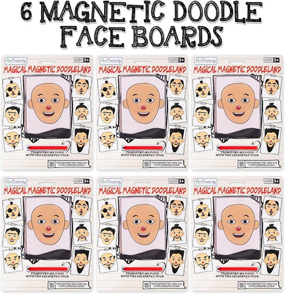 ArtCreativity Magnetic Face Doodle Board - 6 Pack - Magnetic Drawing Board for Kids - Create Different Hair and Beard Styles - Magnetic Travel Games - Retro Toys from The 90s - Easter Basket Stuffers