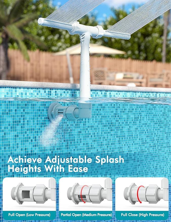 [Patent Pending] 2025 Upgrade Pool Fountain - Dual Spray Water Fountains for Above Ground/Inground Pools, 2-in-1 Adjustable Waterfall Pool Sprinkler Fountain