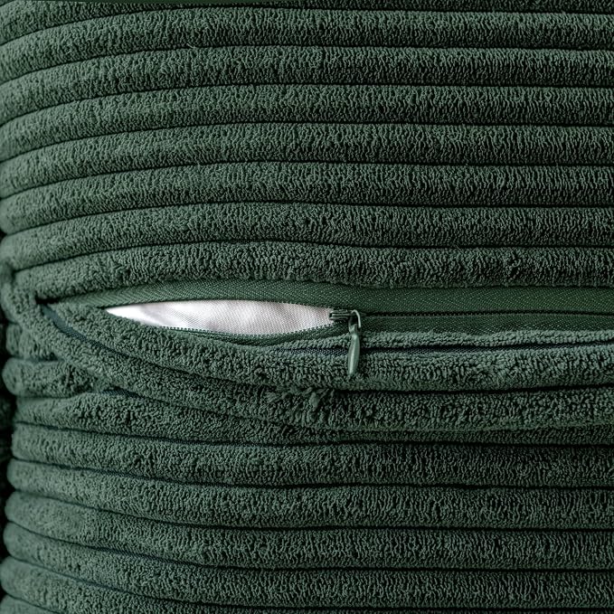 MIULEE Decorative Throw Pillow Covers for Couch Bed Livingroom 20x20 Inch Set of 2 Dark Green Boho Accent Throw Pllows Broadside Striped Patchwork Soft Corduroy Pillowcases