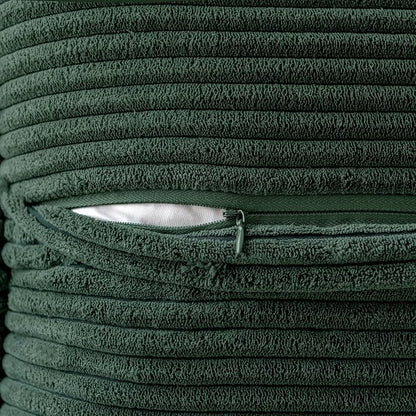 MIULEE Decorative Throw Pillow Covers for Couch Bed Livingroom 20x20 Inch Set of 2 Dark Green Boho Accent Throw Pllows Broadside Striped Patchwork Soft Corduroy Pillowcases