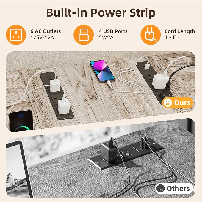 YOSHOOT 2 Person Computer Desk, 87" Long Gaming Desk for 2 People | Double Desk with 3 Fabric Drawers and 2 Power Outlets, Home Office Table for Adults and Teenagers, Grey