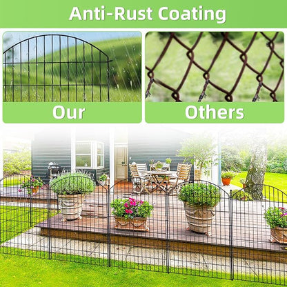 Decorative Garden Fence 40in (H) x12ft (L), 5 Pack No Dig Fence Animal Barrier for Dog with Lock, Arched Flower Bed Edging, Wire Border Panel Fencing for Yard Patio Outdoor Decor