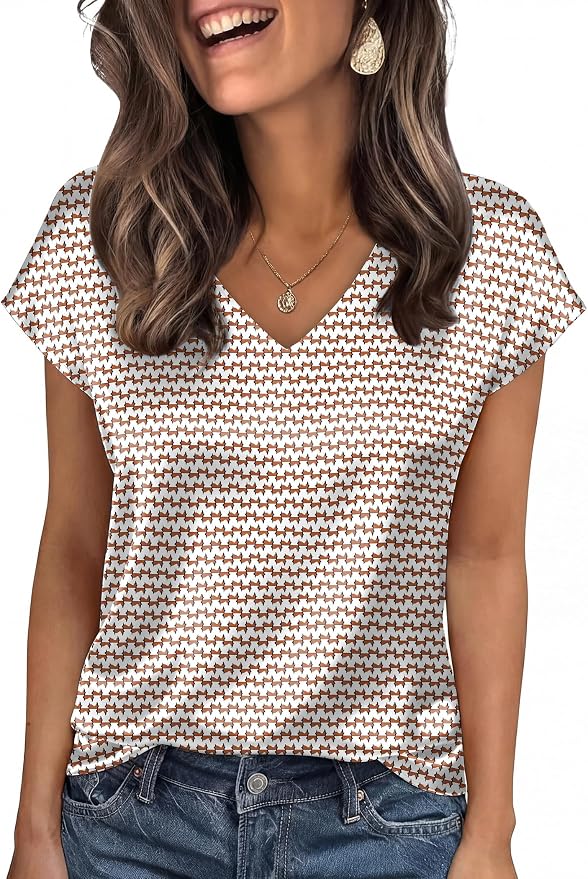 WIHOLL Womens Satin Summer Tops Cap Short Sleeve Blouses V Neck Shirts Business Casual Outfits Fashion Clothing 2026