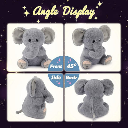 Hopearl LED Plush Elephant Lighting Up Stuffed Animal Floppy Night Lights Glow in The Dark Birthday Festival for Kids Toddler Girls, Gray, 11''