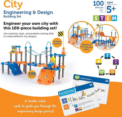 Learning Resources City Engineering & Design Building Set - Preschool Building Toys, STEM Toys for 5 Year Old, Kids Engineering Kit, STEM Gifts for Kids