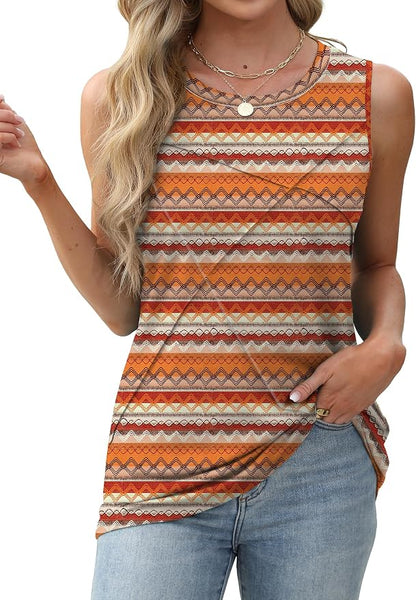 WIHOLL Women's Sleeveless Summer Crewneck Loose Fit Tank Tops