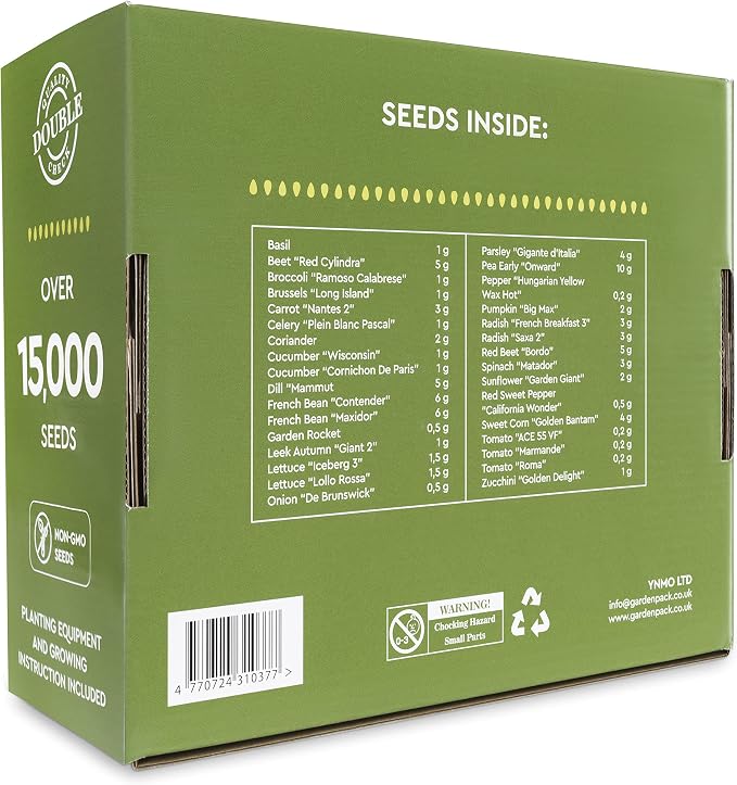 Garden Pack 30 Vegetable Seeds Variety Kit - Over 15000 Seeds for Planting Vegetables & Herbs, Premium Garden Seeds Gift Box, Heirloom & Non-GMO