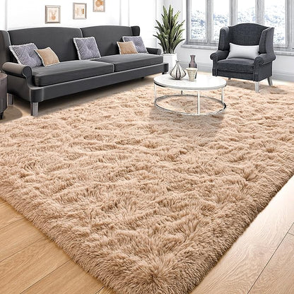 Tepook Super Soft Fluffy Rugs for Living Room, Shag 6x9 Area Rugs for Bedroom, Modern Shaggy Rug Fuzzy Carpets for Kids, Plush Indoor Nursery Home Decor Rug with Non-Slip Bottom, Beige