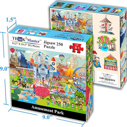 Think2Master Amusement Park 250 Pieces Jigsaw Puzzle. Great Gift. Large Pieces. Size: 14.2” X 19.3”