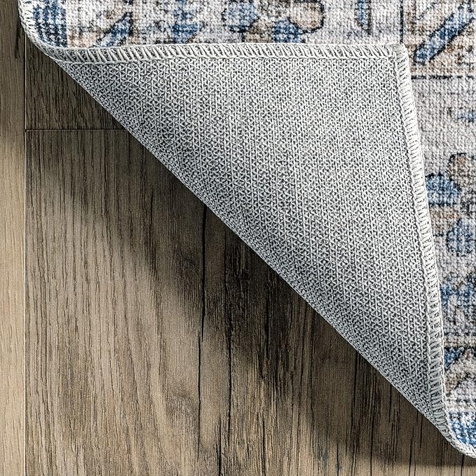 nuLOOM Dania Machine Washable Medallion Accent Rug, 2' x 3', Navy, Rectangular, 0.1" Thick