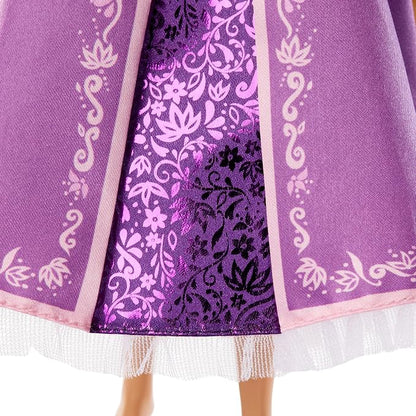 Mattel Disney Princess Rapunzel Sparkling Princess Fashion Doll with Long Hair, Removable Dress & Flower Hair Accessory, Inspired by Tangled Movie