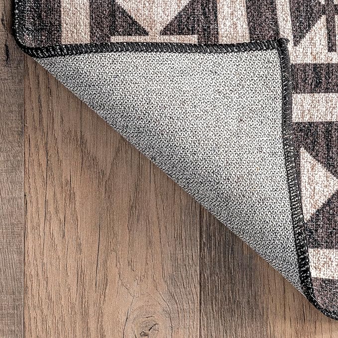 nuLOOM Leighton Machine Washable Southwestern Medallion Ultra Thin Area Rug, 9' x 12', Beige