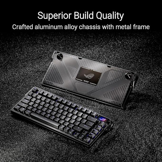 ASUS ROG Azoth Extreme Wireless Mechanical Gaming Keyboard – 75% TKL, ROG NX Snow Linear Switches, PBT Keycaps, Aluminum Chassis, Carbon Fiber, Gasket Mount, Color OLED Screen, PC/Mac Support - Black
