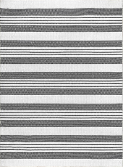 nuLOOM Lena Machine Washable Striped Ultra Thin Area Rug, 9' x 12', Grey