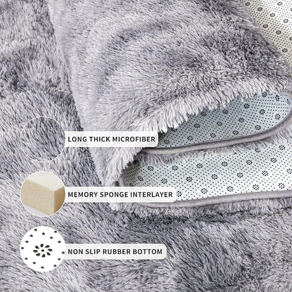 Tepook Fluffy Large Rugs for Living Room, Area Rug 6x9 Soft Carpet for Bedroom, Modern Shaggy Rug for Kids Boys Girls, Plush Indoor Nursery Home Decor Rug with Non-Slip Bottom, Tie-dye Light Grey